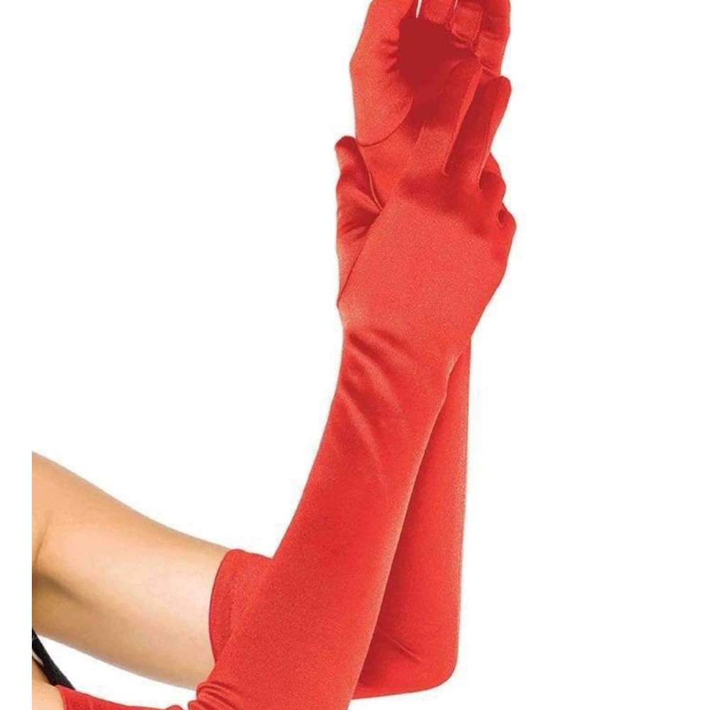 Leg Avenue Extra Long Satin Red Gloves